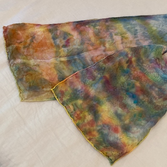 Handmade silk scarf tie dye textured hand rolled pastels - Picture 11 of 17
